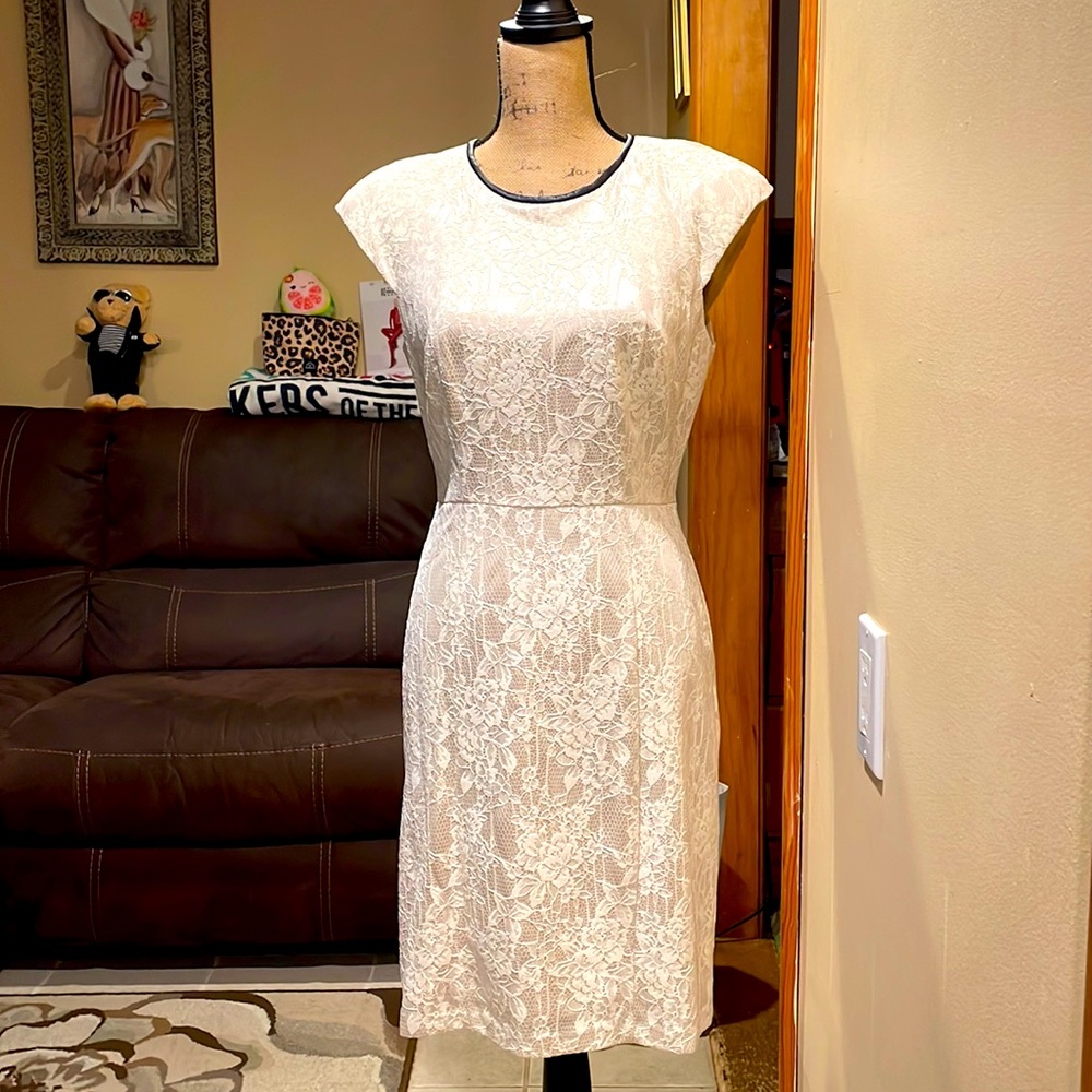 ABS cap sleeve lace cocktail dress